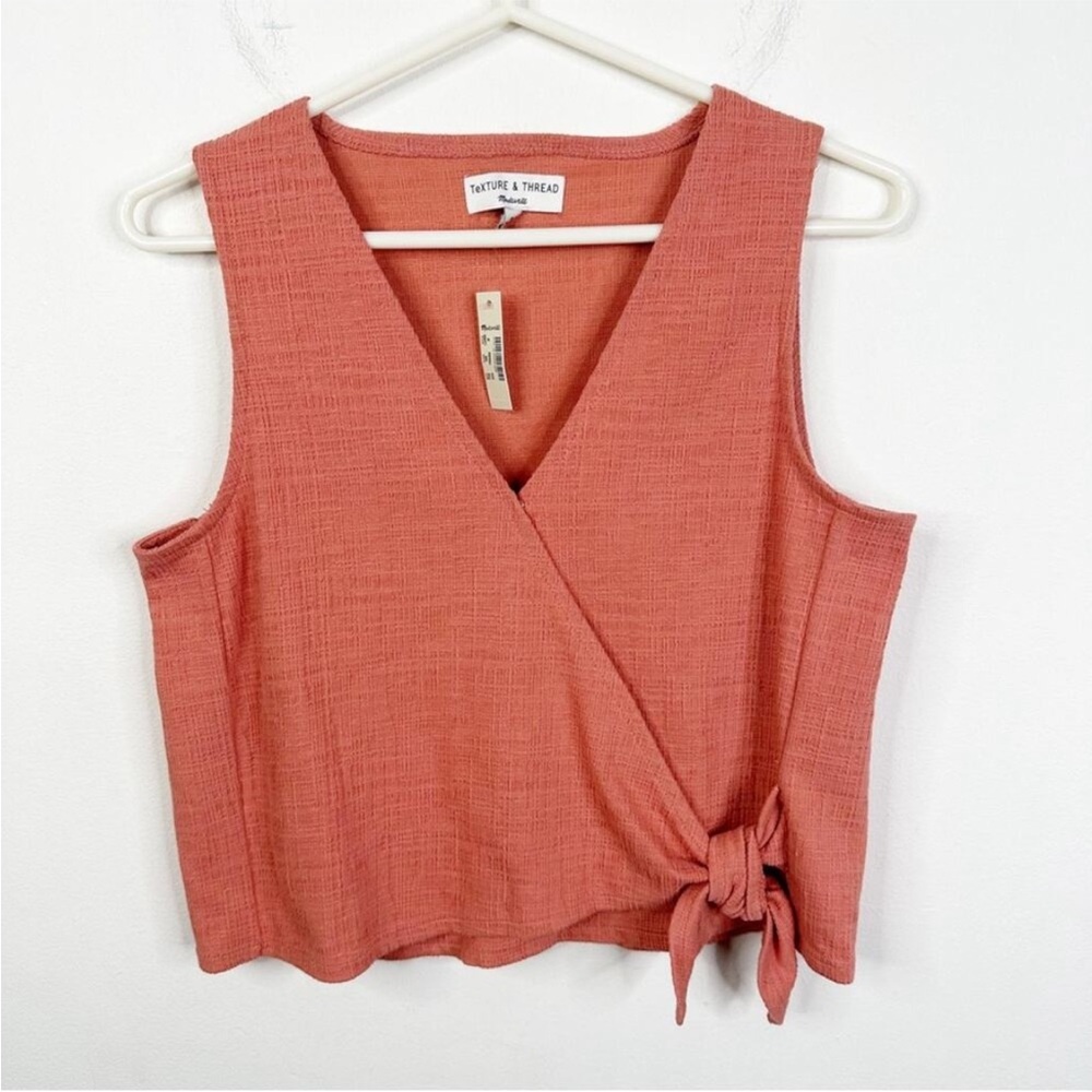 NWT Madewell Texture & Thread Size M Wrap Tie Tank Top in Salmon Pink L8969